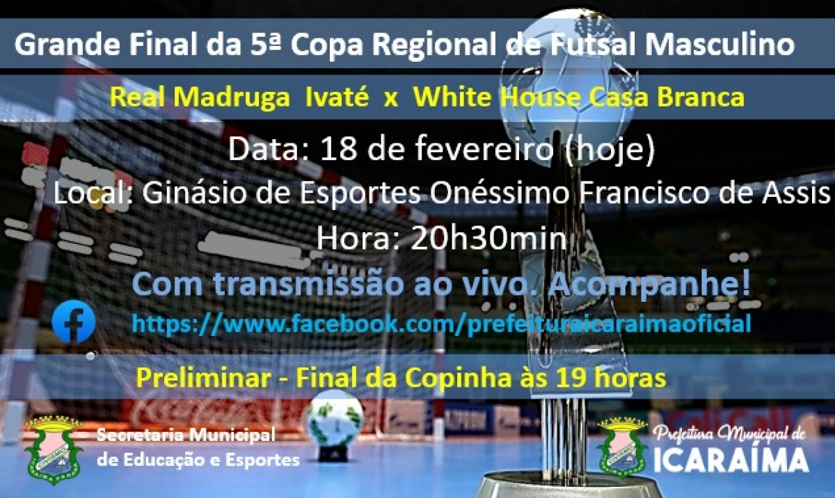 Final da Quinta Copa de Futsal Masculino acontece hoje no Ginásio de Espórtes
