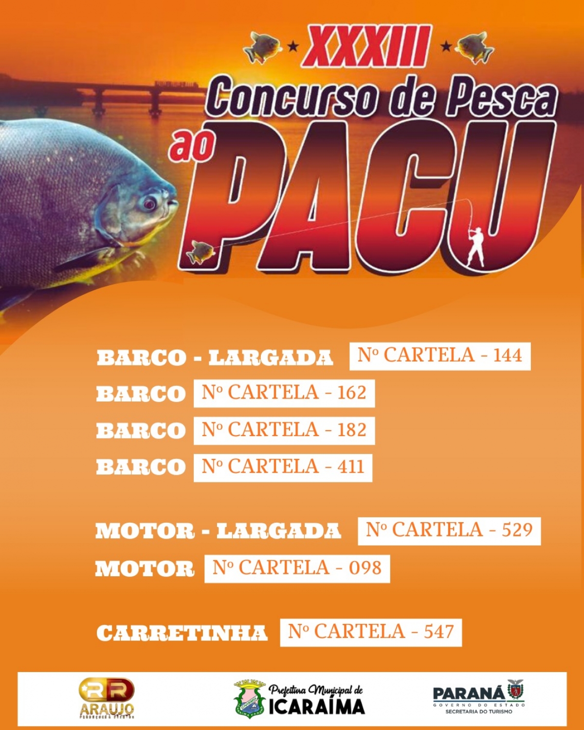 PREMIAÇÃO - XXXIII CONCURSO DE PESCA AO PACU