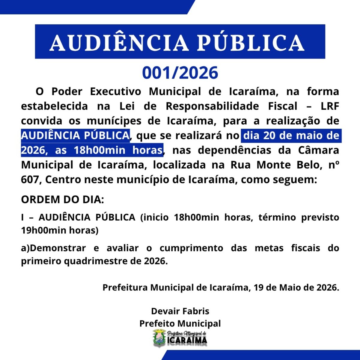 Audiencia Publica 001/2026