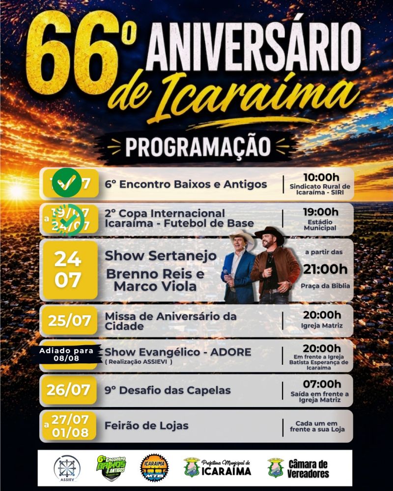 PROGRAMAÇÃO - 66º ANIVERSARIO DE ICARAIMA