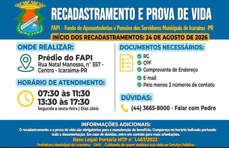 RECADASTRAMENTO E PROVA DE VIDA - FAPI