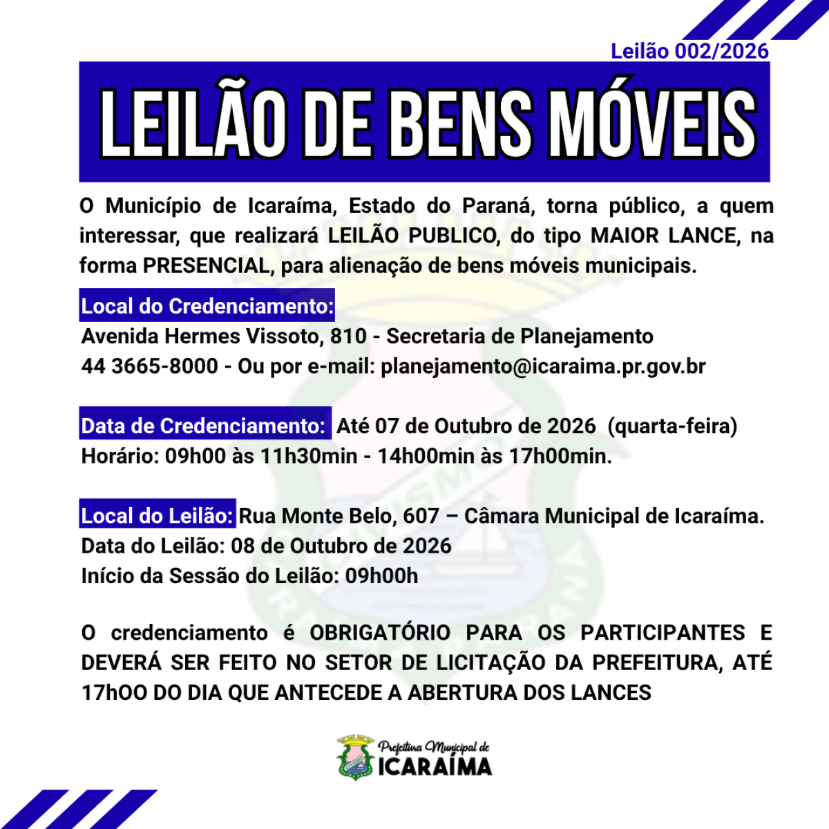 LEILÃO 002/2026 - BENS MÓVEIS