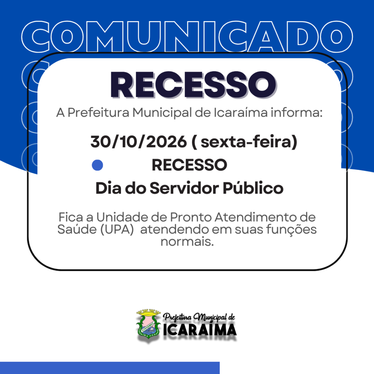 RECESSO - DIA DO SERVIDOR PUBLICO