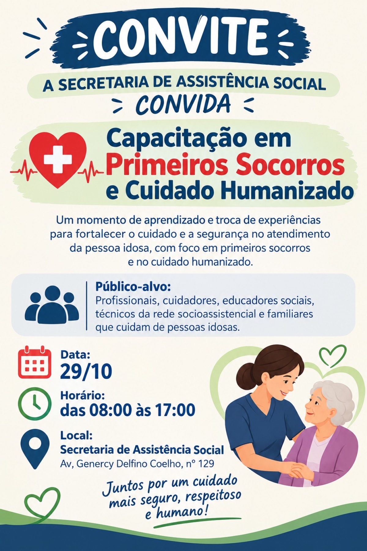 CONVITE - CAPACITAÇÃO PRIMEIROS SOCORROS E CUIDADO HUMANIZADO