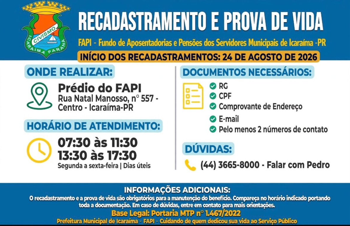 RECADASTRAMENTO E PROVA DE VIDA - FAPI